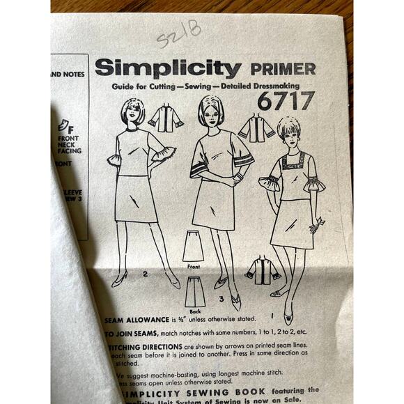 UNCUT Vintage 1960s Simplicity 6717 Sewing Pattern Size Large Two Piece Dress - Picture 2 of 3